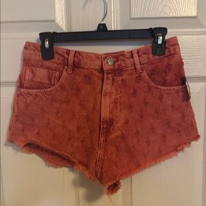 Women's Red Denim Shorts